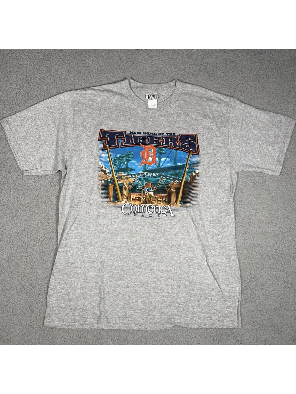 MLB Detroit Tigers Comerica Park 2000 Vintage Shirt Size XL Gray